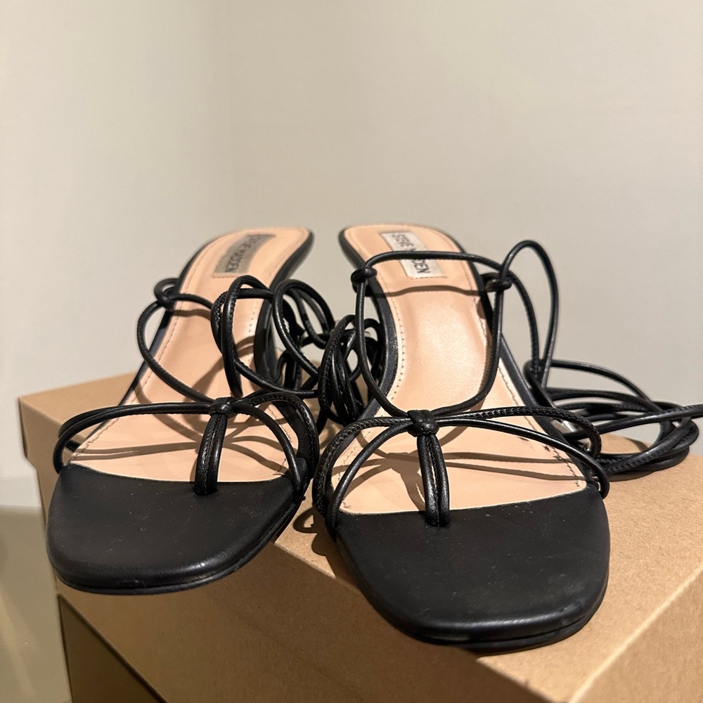Strappy kitten sandal heels